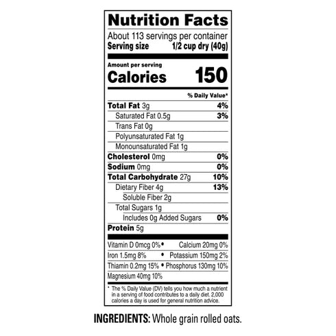 Quaker Oats Old Fashioned Rolled Oats, 10 lbs